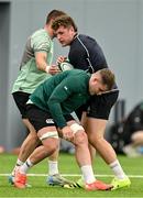 24 June 2025; Gus McCarthy and Alex Kendellen during the Ireland rugby squad training at the IRFU High Performance Centre at the Sport Ireland Campus in Dublin. Photo by Brendan Moran/Sportsfile