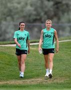 24 June 2025; Marissa Sheva, left, and Denise O’Sullivan during a Republic of Ireland women training session at North Area Athletic Complex in Arvada, Colorado, USA. Photo by Stephen McCarthy/Sportsfile