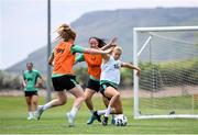 24 June 2025; Ruesha Littlejohn with Amber Barrett, left, and Megan Campbell, centre, during a Republic of Ireland women training session at North Area Athletic Complex in Arvada, Colorado, USA. Photo by Stephen McCarthy/Sportsfile