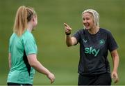 24 June 2025; Head coach Carla Ward and Amber Barrett during a Republic of Ireland women training session at North Area Athletic Complex in Arvada, Colorado, USA. Photo by Stephen McCarthy/Sportsfile