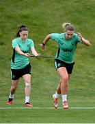 24 June 2025; Saoirse Noonan and Lucy Quinn, left, during a Republic of Ireland women training session at North Area Athletic Complex in Arvada, Colorado, USA. Photo by Stephen McCarthy/Sportsfile