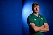 24 June 2025; Tommy O’Brien poses for a portrait after the Ireland rugby media conference at the IRFU High Performance Centre at the Sport Ireland Campus in Dublin. Photo by Brendan Moran/Sportsfile