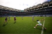 24 June 2025; Action from the match between Cluain Dolcáin and Cois Fharraige at the GAAgaeilge Go Games at Croke Park in Dublin. Photo by Ramsey Cardy/Sportsfile