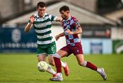 16 June 2025; Luke Heeney of Drogheda United and Josh Honohan of Shamrock Rovers during the SSE Airtricity Men's Premier Division match between Drogheda United and Shamrock Rovers at Sullivan & Lambe Park in Drogheda, Louth. Photo by Ben McShane/Sportsfile