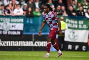 16 June 2025; Thomas Oluwa of Drogheda United during the SSE Airtricity Men's Premier Division match between Drogheda United and Shamrock Rovers at Sullivan & Lambe Park in Drogheda, Louth. Photo by Ben McShane/Sportsfile