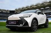 26 June 2025; Pictured pitch side in Croke Park at today’s launch of Toyota Ireland as the new Official Car Partner to The Camogie Association is Toyota C-HR Hybrid. Under this new three-year agreement, Toyota becomes the Official Car Partner to these sporting organisations and reflects Toyota’s continued commitment to supporting Irish sport and communities across the country. Photo by Seb Daly/Sportsfile