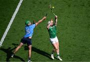 21 June 2025; Cian Lynch of Limerick in action against Paddy Doyle of Dublin during the GAA Hurling All-Ireland Senior Championship quarter-final match between Dublin and Limerick at Croke Park in Dublin. Photo by Daire Brennan/Sportsfile