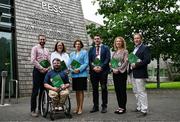 25 June 2025; Paralympics Ireland today launched Gateways & Pathways: Athlete and Coach Experiences of Para Sport in Ireland — a landmark research project conducted in partnership with the University of Limerick which provides vital new insights into the realities of Para sport participation in Ireland. Pictured at the launch in UL are, from left, Associate Professor of Physical Activity and Sport Participation at the University of Limerick Dr Seán Healy, Research Assistant Alan Dineen, Paralympics Ireland COO Neasa Russell, Minister of State at the Department of Children, Equality, Disability, Integration and Youth with responsibility for Disability Hildegarde Naughton TD, Representative of the Metropolitan District of Limerick Cllr Frankie Daly, Course Director of the BSc Physical Education programme at the University of Limerick Professor Elaine Murtagh and Associate Professor in Coaching Science at the University of Limerick Dr Ian Sherwin. Photo by Brendan Moran/Sportsfile
