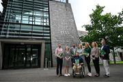25 June 2025; Paralympics Ireland today launched Gateways & Pathways: Athlete and Coach Experiences of Para Sport in Ireland — a landmark research project conducted in partnership with the University of Limerick which provides vital new insights into the realities of Para sport participation in Ireland. Pictured at the launch in UL are, from left, Associate Professor of Physical Activity and Sport Participation at the University of Limerick Dr Seán Healy, Provost/Deputy President of the University of Limerick Professor Ann Ledwith, Paralympics Ireland CEO Stephen McNamara, Research Assistant Alan Dineen, Paralympics Ireland president Lisa Clancy, Paralympian Sarah Slattery, Course Director of the BSc Physical Education programme at the University of Limerick Professor Elaine Murtagh and Associate Professor in Coaching Science at the University of Limerick Dr Ian Sherwin. Photo by Brendan Moran/Sportsfile