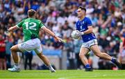 22 June 2025; Eoin Darcy of Wicklow in action against Cillian Fahy of Limerick during the Tailteann Cup semi-final match between Wicklow and Limerick at Croke Park in Dublin. Photo by Piaras Ó Mídheach/Sportsfile