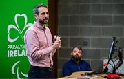 25 June 2025; Paralympics Ireland today launched Gateways & Pathways: Athlete and Coach Experiences of Para Sport in Ireland — a landmark research project conducted in partnership with the University of Limerick which provides vital new insights into the realities of Para sport participation in Ireland. Speaking at the launch in UL are Associate Professor of Physical Activity and Sport Participation at the University of Limerick Dr Seán Healy, left, and Research Assistant Alan Dineen. Photo by Brendan Moran/Sportsfile
