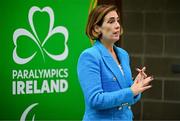 25 June 2025; Paralympics Ireland today launched Gateways & Pathways: Athlete and Coach Experiences of Para Sport in Ireland — a landmark research project conducted in partnership with the University of Limerick which provides vital new insights into the realities of Para sport participation in Ireland. Speaking at the launch in UL is Minister of State at the Department of Children, Equality, Disability, Integration and Youth with responsibility for Disability Hildegarde Naughton TD. Photo by Brendan Moran/Sportsfile