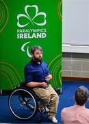 25 June 2025; Paralympics Ireland today launched Gateways & Pathways: Athlete and Coach Experiences of Para Sport in Ireland — a landmark research project conducted in partnership with the University of Limerick which provides vital new insights into the realities of Para sport participation in Ireland. Speaking at the launch in UL is Research Assistant Alan Dineen. Photo by Brendan Moran/Sportsfile