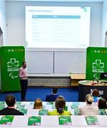 25 June 2025; Paralympics Ireland today launched Gateways & Pathways: Athlete and Coach Experiences of Para Sport in Ireland — a landmark research project conducted in partnership with the University of Limerick which provides vital new insights into the realities of Para sport participation in Ireland. Speaking at the launch in UL is Associate Professor of Physical Activity and Sport Participation at the University of Limerick Dr Seán Healy. Photo by Brendan Moran/Sportsfile