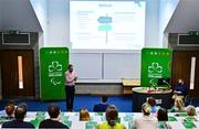 25 June 2025; Paralympics Ireland today launched Gateways & Pathways: Athlete and Coach Experiences of Para Sport in Ireland — a landmark research project conducted in partnership with the University of Limerick which provides vital new insights into the realities of Para sport participation in Ireland. Speaking at the launch in UL is Associate Professor of Physical Activity and Sport Participation at the University of Limerick Dr Seán Healy. Photo by Brendan Moran/Sportsfile