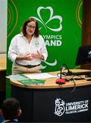 25 June 2025; Paralympics Ireland today launched Gateways & Pathways: Athlete and Coach Experiences of Para Sport in Ireland — a landmark research project conducted in partnership with the University of Limerick which provides vital new insights into the realities of Para sport participation in Ireland. Speaking at the launch in UL is Paralympics Ireland COO Neasa Russell. Photo by Brendan Moran/Sportsfile