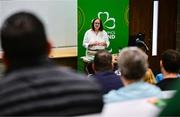 25 June 2025; Paralympics Ireland today launched Gateways & Pathways: Athlete and Coach Experiences of Para Sport in Ireland — a landmark research project conducted in partnership with the University of Limerick which provides vital new insights into the realities of Para sport participation in Ireland. Speaking at the launch in UL is Paralympics Ireland COO Neasa Russell. Photo by Brendan Moran/Sportsfile