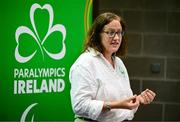 25 June 2025; Paralympics Ireland today launched Gateways & Pathways: Athlete and Coach Experiences of Para Sport in Ireland — a landmark research project conducted in partnership with the University of Limerick which provides vital new insights into the realities of Para sport participation in Ireland. Speaking at the launch in UL is Paralympics Ireland COO Neasa Russell. Photo by Brendan Moran/Sportsfile
