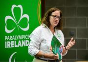 25 June 2025; Paralympics Ireland today launched Gateways & Pathways: Athlete and Coach Experiences of Para Sport in Ireland — a landmark research project conducted in partnership with the University of Limerick which provides vital new insights into the realities of Para sport participation in Ireland. Speaking at the launch in UL is Paralympics Ireland COO Neasa Russell. Photo by Brendan Moran/Sportsfile