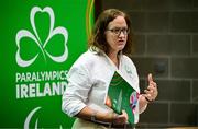 25 June 2025; Paralympics Ireland today launched Gateways & Pathways: Athlete and Coach Experiences of Para Sport in Ireland — a landmark research project conducted in partnership with the University of Limerick which provides vital new insights into the realities of Para sport participation in Ireland. Speaking at the launch in UL is Paralympics Ireland COO Neasa Russell. Photo by Brendan Moran/Sportsfile