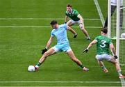 22 June 2025; Limerick goalkeeper Josh Ryan makes a save during the Tailteann Cup semi-final match between Wicklow and Limerick at Croke Park in Dublin. Photo by Piaras Ó Mídheach/Sportsfile