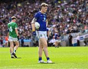 22 June 2025; Oisin McGraynor of Wicklow prepares to take a penalty that was saved by Limerick goalkeeper Josh Ryan during the Tailteann Cup semi-final match between Wicklow and Limerick at Croke Park in Dublin. Photo by Piaras Ó Mídheach/Sportsfile