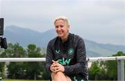 25 June 2025; Head coach Carla Ward during an interview with RTÉ before a Republic of Ireland women training session at North Area Athletic Complex in Arvada, Colorado, USA. Photo by Stephen McCarthy/Sportsfile