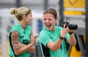 25 June 2025; Emily Murphy and Denise O’Sullivan, left, during a Republic of Ireland women training session at North Area Athletic Complex in Arvada, Colorado, USA. Photo by Stephen McCarthy/Sportsfile