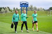 25 June 2025; Goalkeepers, from left, Grace Moloney, Courtney Brosnan and Sophie Whitehouse during a Republic of Ireland women training session at North Area Athletic Complex in Arvada, Colorado, USA. Photo by Stephen McCarthy/Sportsfile