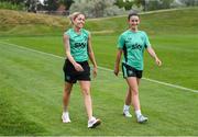 25 June 2025; Denise O’Sullivan, left, and Marissa Sheva during a Republic of Ireland women training session at North Area Athletic Complex in Arvada, Colorado, USA. Photo by Stephen McCarthy/Sportsfile