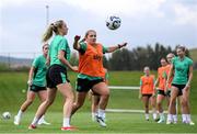 25 June 2025; Ellen Molloy and Megan Connolly, left, during a Republic of Ireland women training session at North Area Athletic Complex in Arvada, Colorado, USA. Photo by Stephen McCarthy/Sportsfile