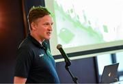 25 July 2025; Team Ireland Chef de Mission Gavin Noble speaking during the Olympic Federation of Ireland AGM at The Alex Hotel in Dublin. Photo by Seb Daly/Sportsfile