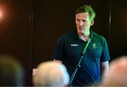 25 July 2025; Team Ireland Chef de Mission Gavin Noble speaking during the Olympic Federation of Ireland AGM at The Alex Hotel in Dublin. Photo by Seb Daly/Sportsfile