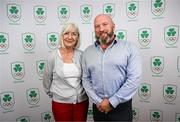 25 July 2025; Canoeing Ireland chief executive Moira Aston and financial director Marcus McInerney during the Olympic Federation of Ireland AGM at The Alex Hotel in Dublin. Photo by Seb Daly/Sportsfile
