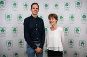 25 July 2025; Squash Ireland chief executive Scott Graham and president Dr Rosie Barry the Olympic Federation of Ireland AGM at The Alex Hotel in Dublin. Photo by Seb Daly/Sportsfile