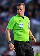 20 June 2025; Referee Robert Harvey during the SSE Airtricity Men's Premier Division match between Galway United and St Patrick's Athletic at Eamonn Deacy Park in Galway. Photo by Piaras Ó Mídheach/Sportsfile