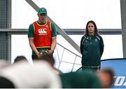 24 June 2025; Head coach Paul O'Connell, left, and performance psychologist Caroline Currid during the Ireland rugby squad training at the IRFU High Performance Centre at the Sport Ireland Campus in Dublin. Photo by Brendan Moran/Sportsfile