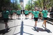 26 June 2025; Republic of Ireland's Lucy Quinn and Erin Healy, right, during their match-day team walk in Denver, ahead of their international friendly match against United States at Dick’s Sporting Goods Park in Colorado, USA. Photo by Stephen McCarthy/Sportsfile