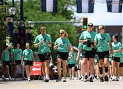 26 June 2025; Republic of Ireland's Ruesha Littlejohn, right, and goalkeeping coach Emma Byrne during their match-day team walk in Denver, ahead of their international friendly match against United States at Dick’s Sporting Goods Park in Colorado, USA. Photo by Stephen McCarthy/Sportsfile