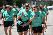 26 June 2025; Republic of Ireland's Ruesha Littlejohn, right, and goalkeeping coach Emma Byrne during their match-day team walk in Denver, ahead of their international friendly match against United States at Dick’s Sporting Goods Park in Colorado, USA. Photo by Stephen McCarthy/Sportsfile