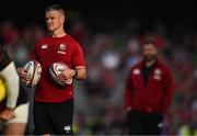 20 June 2025; British & Irish Lions assistant coach Jonathan Sexton, left, and head coach Andy Farrell before the Lions 1888 Cup match between the British & Irish Lions and Argentina at the Aviva Stadium in Dublin. Photo by Brendan Moran/Sportsfile