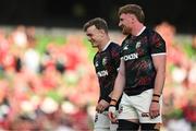 20 June 2025; Josh van der Flier, left, and Ollie Chessum of British & Irish Lions before the Lions 1888 Cup match between the British & Irish Lions and Argentina at the Aviva Stadium in Dublin. Photo by Brendan Moran/Sportsfile