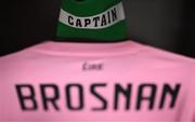 26 June 2025; The armband and jersey of Republic of Ireland captain Courtney Brosnan are seen in the dressing room before the women's international friendly match between the USA and Republic of Ireland at Dick’s Sporting Goods Park in Commerce City, Colorado, USA. Photo by Stephen McCarthy/Sportsfile