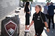 26 June 2025; Ellen Molloy of Republic of Ireland arrives before the women's international friendly match between the USA and Republic of Ireland at Dick’s Sporting Goods Park in Commerce City, Colorado, USA. Photo by Stephen McCarthy/Sportsfile