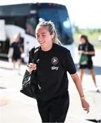 26 June 2025; Megan Connolly of Republic of Ireland arrives before the women's international friendly match between the USA and Republic of Ireland at Dick’s Sporting Goods Park in Commerce City, Colorado, USA. Photo by Stephen McCarthy/Sportsfile