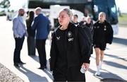 26 June 2025; Izzy Atkinson of Republic of Ireland arrives before the women's international friendly match between the USA and Republic of Ireland at Dick’s Sporting Goods Park in Commerce City, Colorado, USA. Photo by Stephen McCarthy/Sportsfile