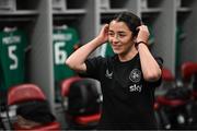 26 June 2025; Marissa Sheva of Republic of Ireland before the women's international friendly match between the USA and Republic of Ireland at Dick’s Sporting Goods Park in Commerce City, Colorado, USA. Photo by Stephen McCarthy/Sportsfile