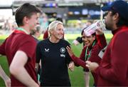 26 June 2025; Republic of Ireland head coach Carla Ward, centre, with United States backroom staff before the women's international friendly match between the USA and Republic of Ireland at Dick’s Sporting Goods Park in Commerce City, Colorado, USA. Photo by Stephen McCarthy/Sportsfile
