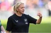 26 June 2025; Republic of Ireland head coach Carla Ward before the women's international friendly match between the USA and Republic of Ireland at Dick’s Sporting Goods Park in Commerce City, Colorado, USA. Photo by Stephen McCarthy/Sportsfile