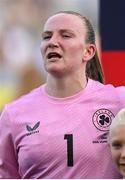26 June 2025; Republic of Ireland goalkeeper Courtney Brosnan before the women's international friendly match between the USA and Republic of Ireland at Dick’s Sporting Goods Park in Commerce City, Colorado, USA. Photo by Stephen McCarthy/Sportsfile